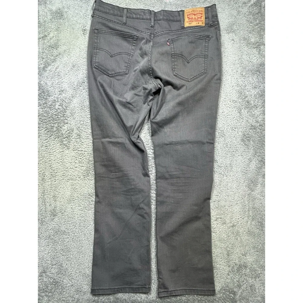 Levis 511 Jeans Mens 38x32 Gray Slim Fit Athletic Taper Stretch Denim Zipper EUC